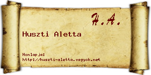 Huszti Aletta névjegykártya